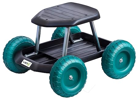 UPP Gartenwagen Rollsitz bis 130 kg mit Ablage für kleine Gartengeräte | Sitzhöhe 33 cm | Knie- und rückenschonend bei Beet A
