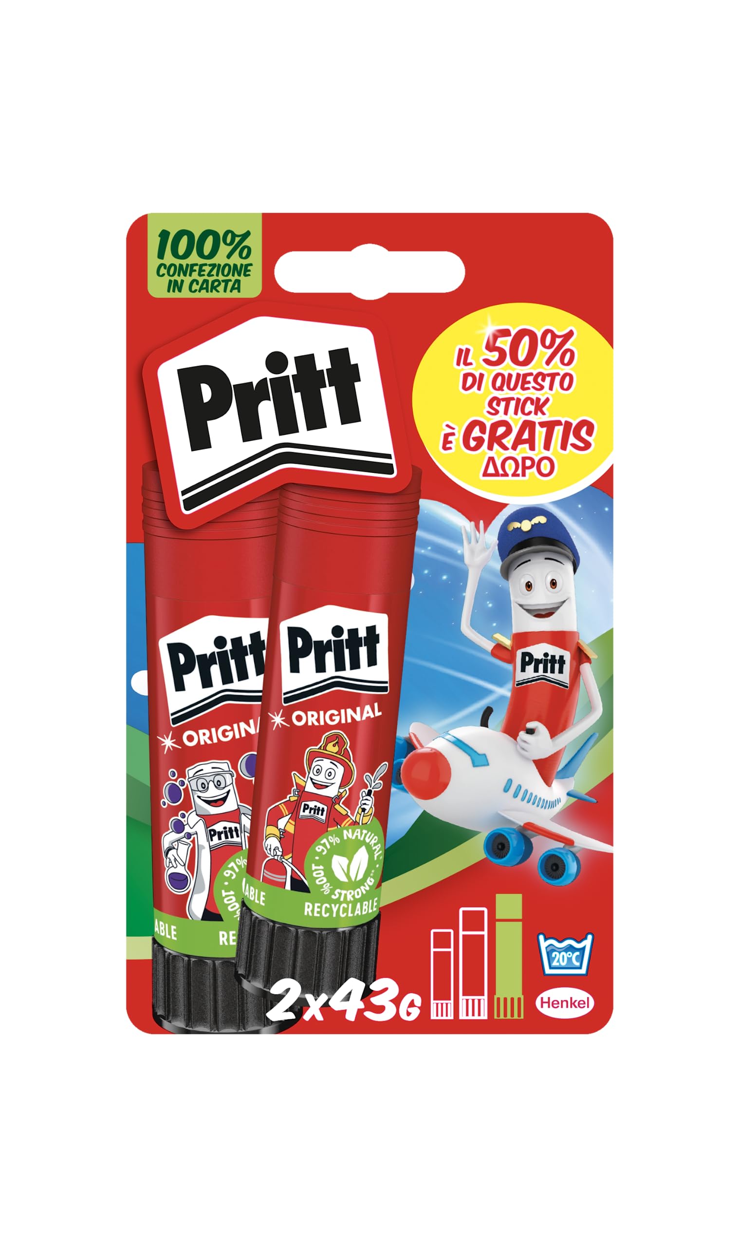 Pritt 1456076.0 Glue Stick 1 pack x 2 pieces (43 g each)