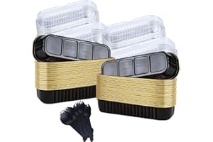 FODOFODO 20PCS Rectangle Mini Loaf Pans With Lids,Mini Cake Pans with Lids,Disposable Ramekins Baking Cups Muffin Tins Cupcake Cups For Wedding Birthday Party,6.8oz（Black Gold）