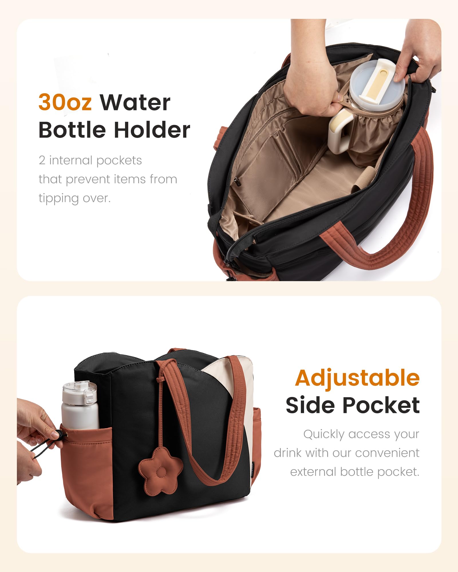 LOVEVOOK Tote Bag for Women, Puffer Work Bags with Zipper for Daily Travel College, Teacher Nurse Handbags with Laptop Sleeve