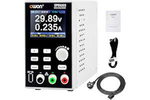 OWON SPE6103 Programmable Lab Power Supply (0-60V 0-10 A), 300w Bench DC Power Supply with 2.8inch LCD Display and Output Enable/Disable Button,Single Channel Output with PC Software and USB Charging