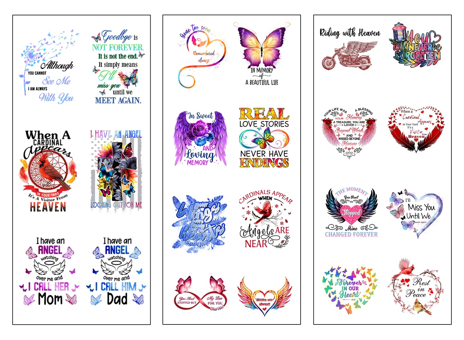 Photo 1 of 23pcs Memorial Sticker, in Memory of Memorial Decals. Loss of Loved One Car Sticker Watercolor, Memorial Sticker for Notebook Laptop Mug (Memory 01)
