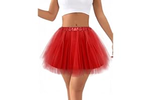 Ammiko Women Teens Tutu Adult 4 Layered Tulle Skirt Fluffy Dance Tutus Lined Elastic Halloween Costumes Running Party