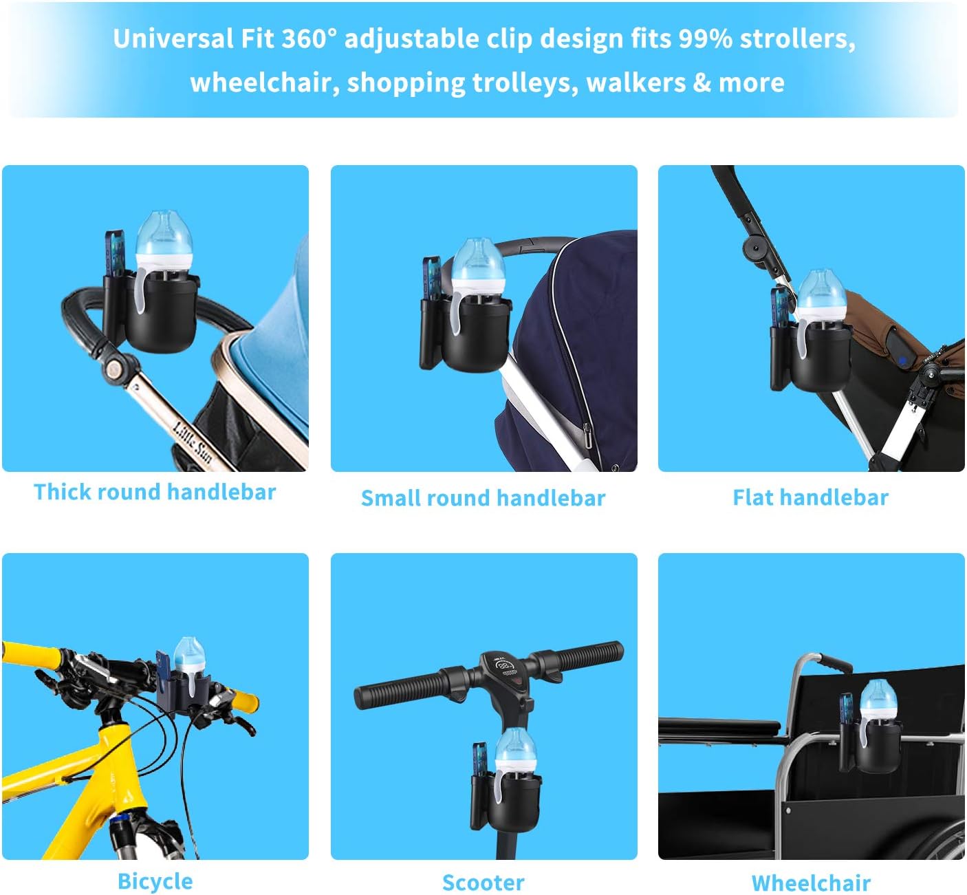 Roinaee Wheelchair Cup Holder with Phone Holder, 2 in 1 Walker Cup Holder, Stroller Cup Holder,Bike Cup Holder, Cup Holder for Walker,Wheelchair,Bike,Stroller: Automotive