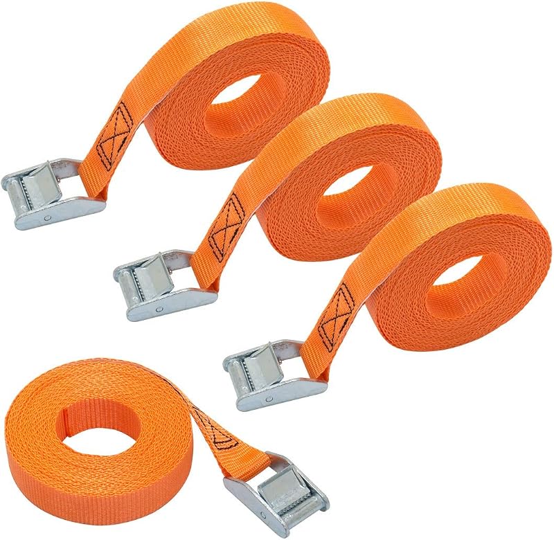 Amazon Basics Lashing Straps 6 m x 25 mm 150 kg 4 Pack Orange