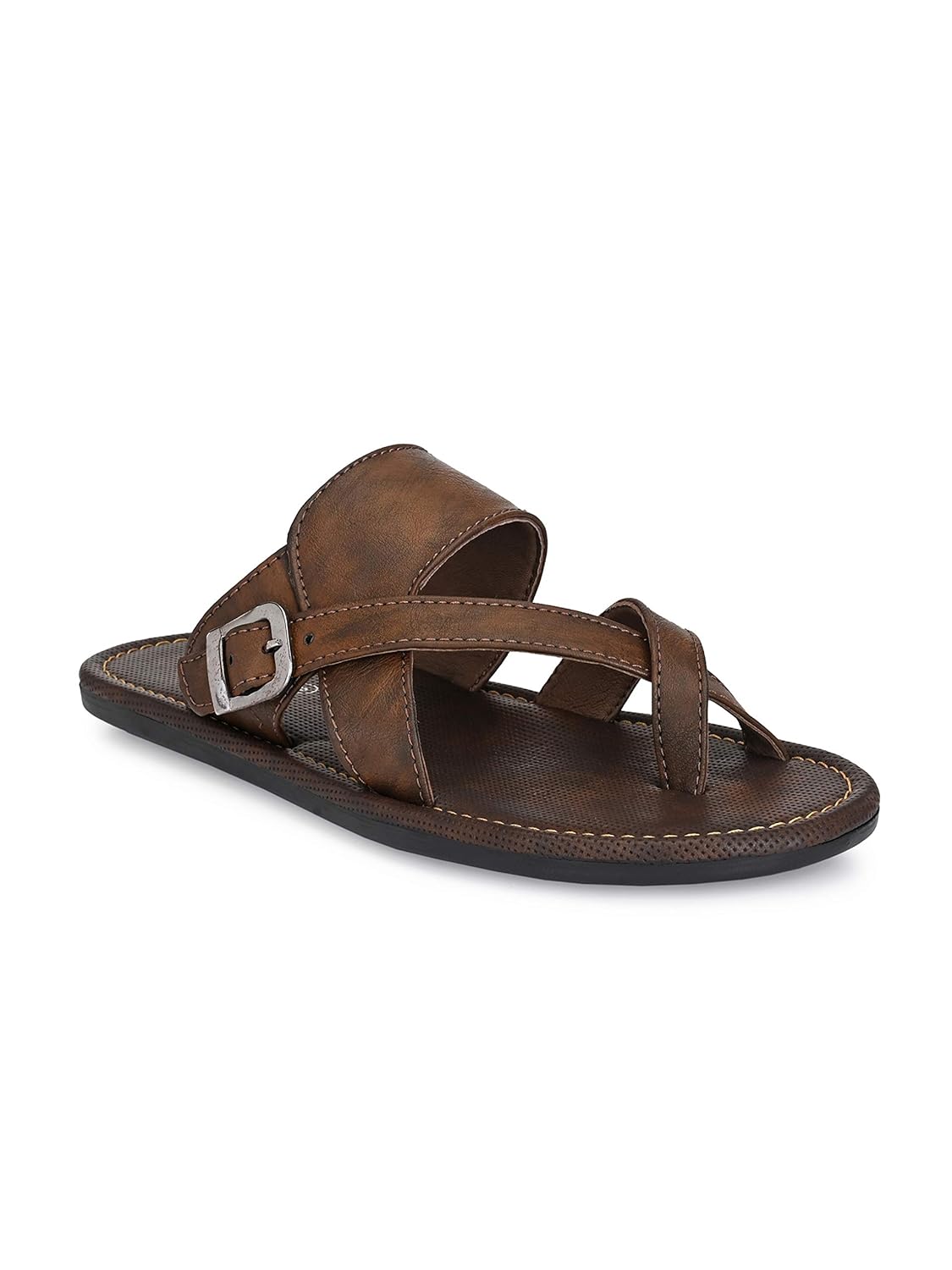 shences brown leather slippers