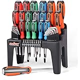 HORUSDY 44-Piece Magnetic Screwdriver Set with Go-Thru Steel Blades | High Torque, Plastic Racking
