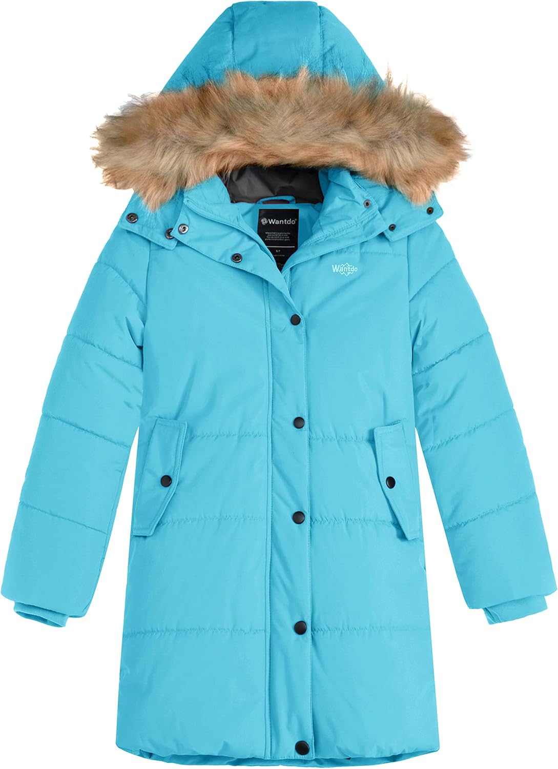 Wantdo Girl's Water-Resistant Winter Coat Thicken Fleece Lined Puffer Jacket Hooded Parka: Clothing