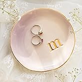 COLLECTIVE HOME - Ceramic Jewelry Tray, Decorative Trinket Dish for Rings Earrings Necklaces Bracelet Watch Keys, Birthday Mother's Day Christmas Gift for Women, 4.75", Colored Surface (M)