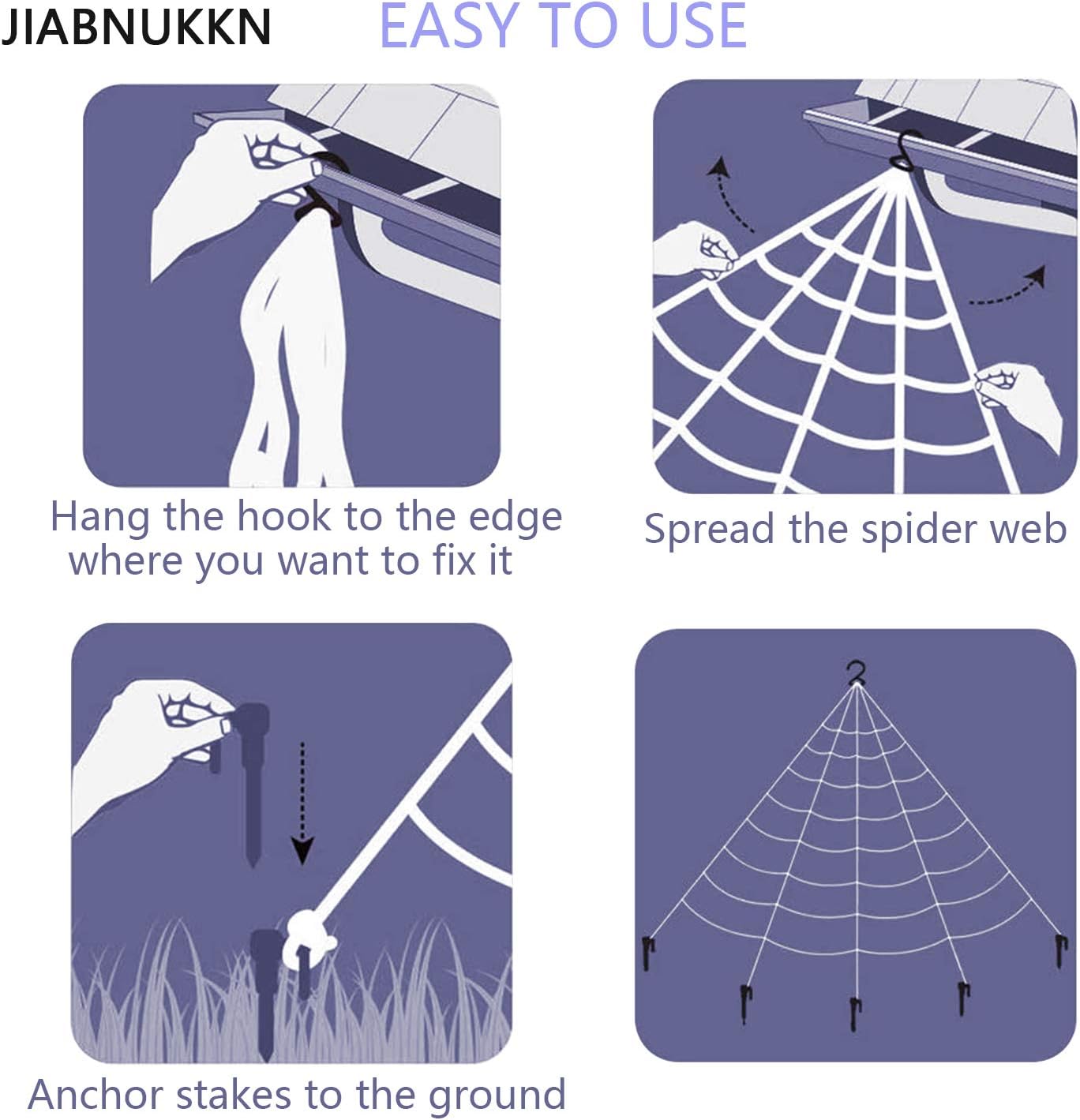 Lyplus Halloween Decorations Outdoor 16 FT Giant Spider Web with Large Spider 29.5", Stretch Cobwebs and 2 Small Spiders Outdoor Halloween Decorations Party Yard Lawn Decor Props for Haunted: Home & Kitchen