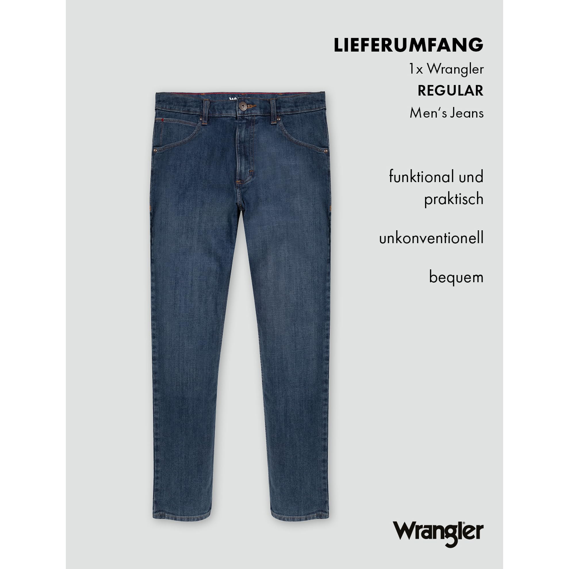 Wrangler Herren Red Kabel Regular Jeans, Dark Stone, 33W / 30L EU 9