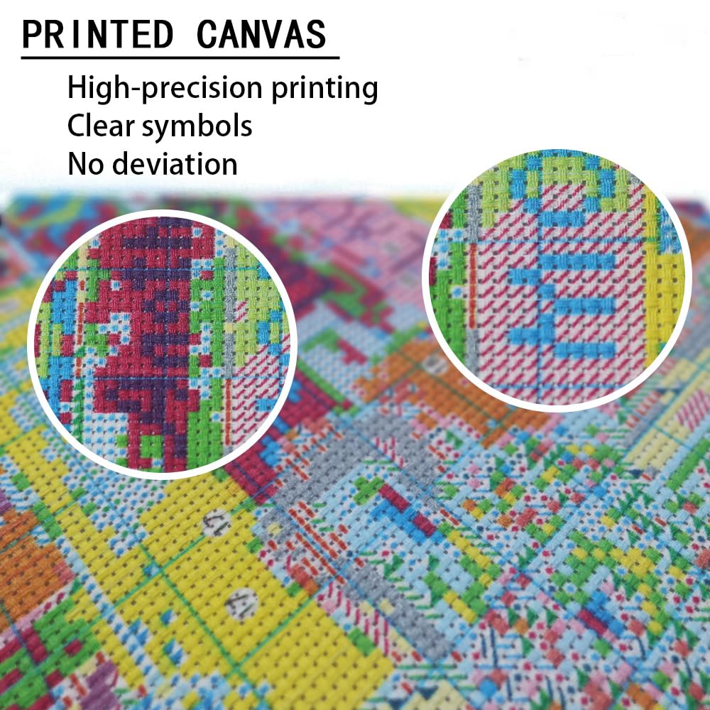 Ghost Stamped Cross Stitch Kits for Beginner, Halloween Needlepoint Counted Cross Stitch Embroidery Kits for Adults, 11CT Daisy Flowers Dimensions Counted Cross-Stitch Patterns Arts Craft Kits