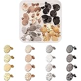 Craftdady 32pcs 12mm Stainless Steel Round Stud Earring Blank Earring Post with Loop 4 Colors for DIY Jewelry Dangle Earring