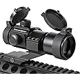 FalconOptics Red Green Dot Reflex Sight Scope Optics for Picatinny Rail - 1x30mm - 4 MOA - 5 Brightness Settings - Cantilever Mount