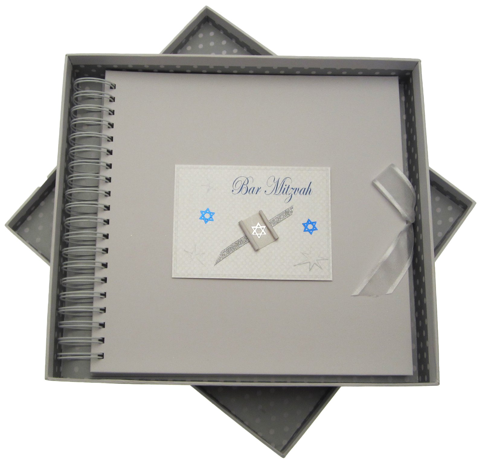 white cotton cards Bar Mitzvah Card and Memory Book Jewish Gift (Boys)
