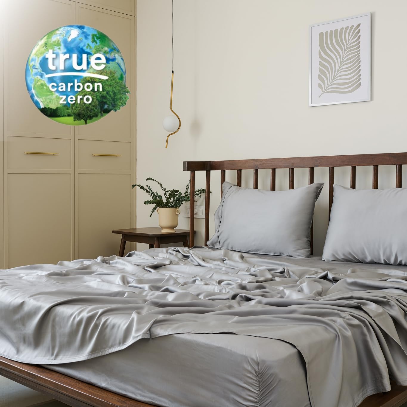 Photo 1 of Weddingly Certified 100% Tencel Eucalyptus California King Lyocell Sheets|4 Piece Set|Sateen Weave|True Carbon Zero|Gentle to Skin|Genuity Tags|Natural Sheen|Body Temp Regulation (Light Gray)