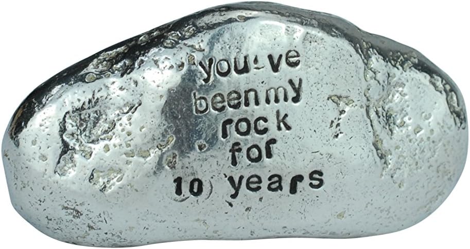 Pirantin 10th For Men or Women Ornament - You've Been My Rock For 10 Years - Solid Metal Heavy Rock, Silver - Image 3