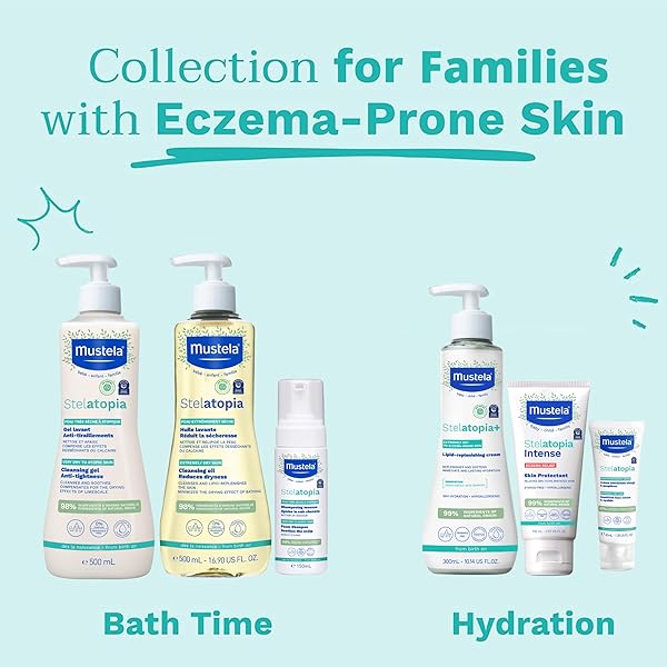 MUSTELA STELATOPIA ECZEMA-PRONE SKIN CLEANSING GEL – BABY FACE & BODY WASH WITH NATURAL AVOCADO & SUNFLOWER OIL – FRAGRANCE-FREE & TEAR FREE – 16.9 FL. OZ.