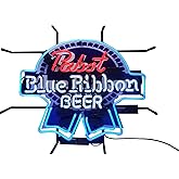 Neon Signs Compatible For Pabst Blue Ribbons Beer Bar Glass Neon Signs for Office Hotel Pub Cafe Party Man Cave Neon Light Art Wall Lights 24 X 20 Inches