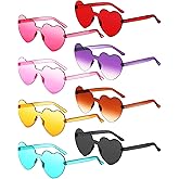 Frienda 8 Pairs Heart Shaped Sunglasses for Women Rimless Heart Glasses Candy Color Sunglasses for Party Favor