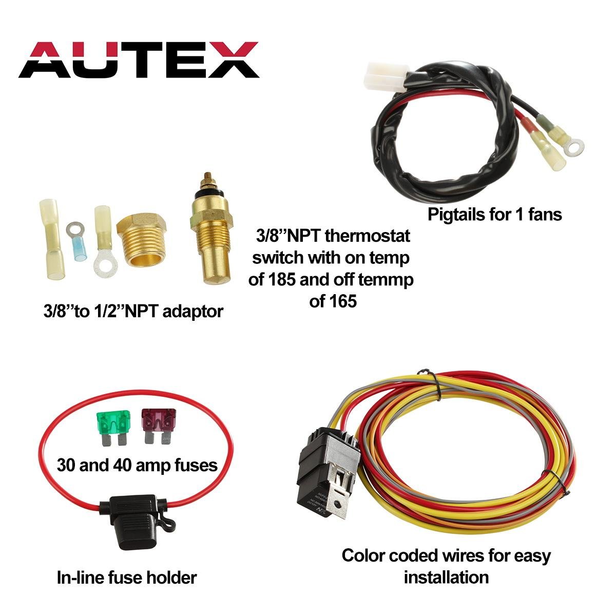 Buy AUTEX NEW Dual Electric Cooling Fan 185 Degree On 165 Off Engine