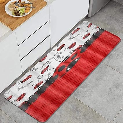 Amazon Patinisa キッチンラグ 黒と赤の小さなてんとう虫 滑り止め台所マット 耐磨耗性快適なフローリングのドアマット フロアマット 家 オフィス 流し 掃除易い 台所マット 45 X 1 Patinisa キッチンマット