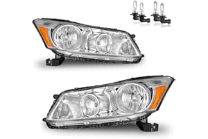 KarSpareHub Headlights W/Bulbs for 2008-2012 Honda Accord 4Dr Headlamp Replacement Driver & Passenger Side, NOT fit coupe models or Crosstour models