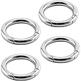 1 inch Spring O Ring Round Carabiner Snap Clip Hook Circle Keyring Buckle for Bags Purses Keychain Zinc Alloy Silver Tone (4 Pcs)