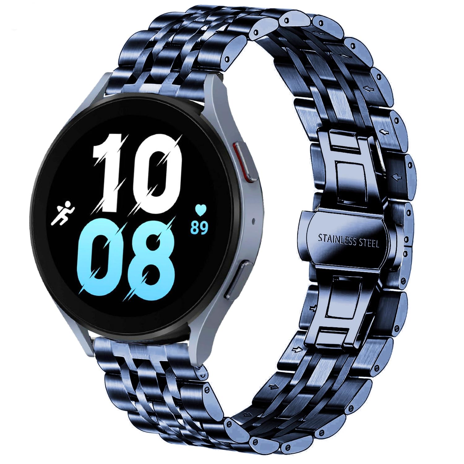 DEALELE Compatible with Samsung Galaxy Watch 6 / 6 Classic / 5 / 5 Pro / Galaxy Watch 4 / 4 Classic / 3 41mm, 20mm Stainless Steel Metal Replacement Strap for Huawei GT2 42mm / GT3 42mm, Blue