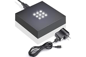 Facmogu White 9 LED Lights Base for Crystal 3D Glass Art, USB/Battery Powered LED Display Base Stand, Pedestal Color Show Sta