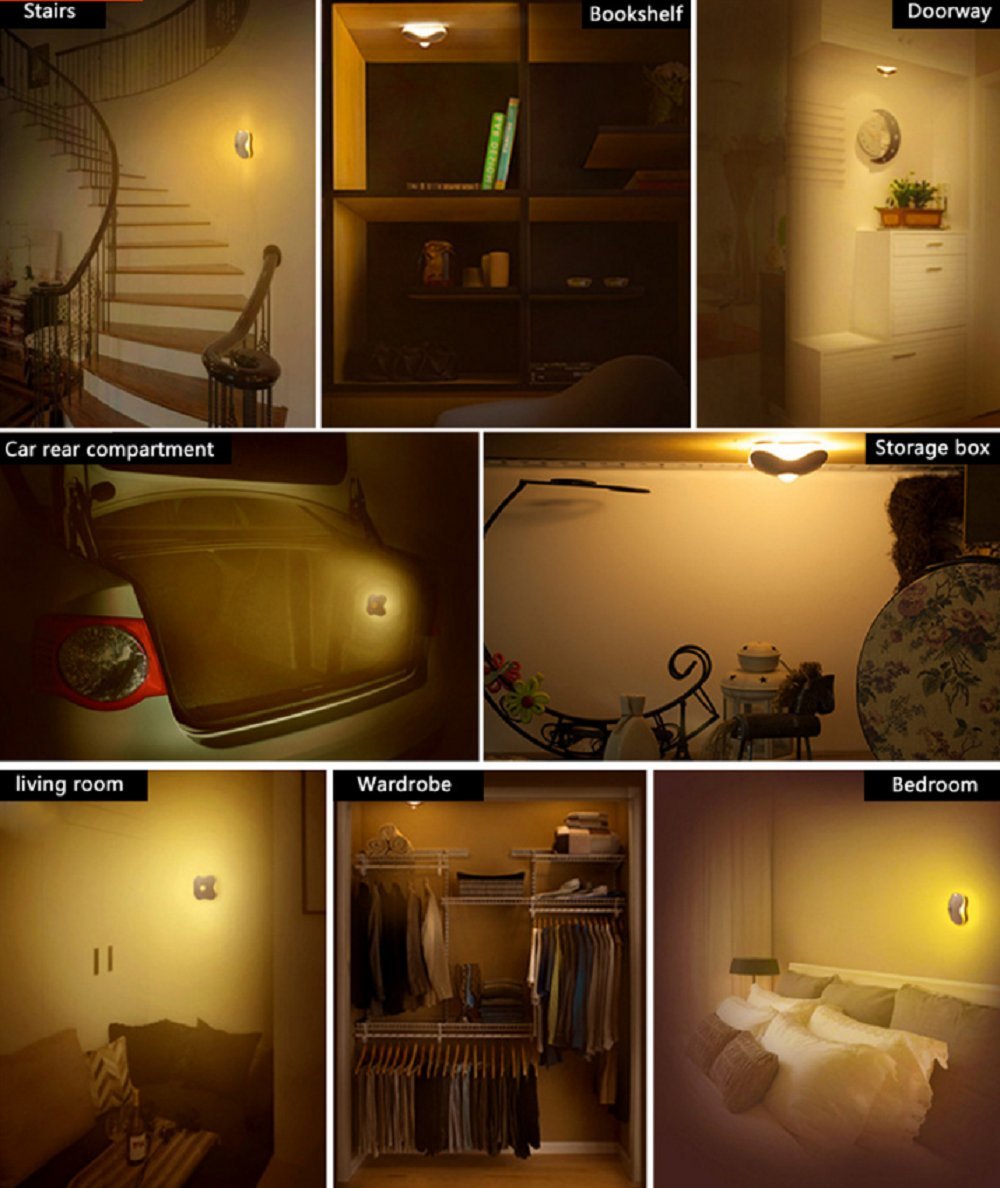 Darius LED Night Light Motion Sensor Light Human Body Induction Lamp USB Rechargeable for Hallway, Pathway, Corridor, House Entrance, Basement（Warm Color）