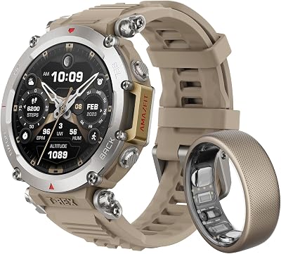 Amazfit Helio Ring + T-Rex Ultra 316L Stainless Mud Resistant 30m