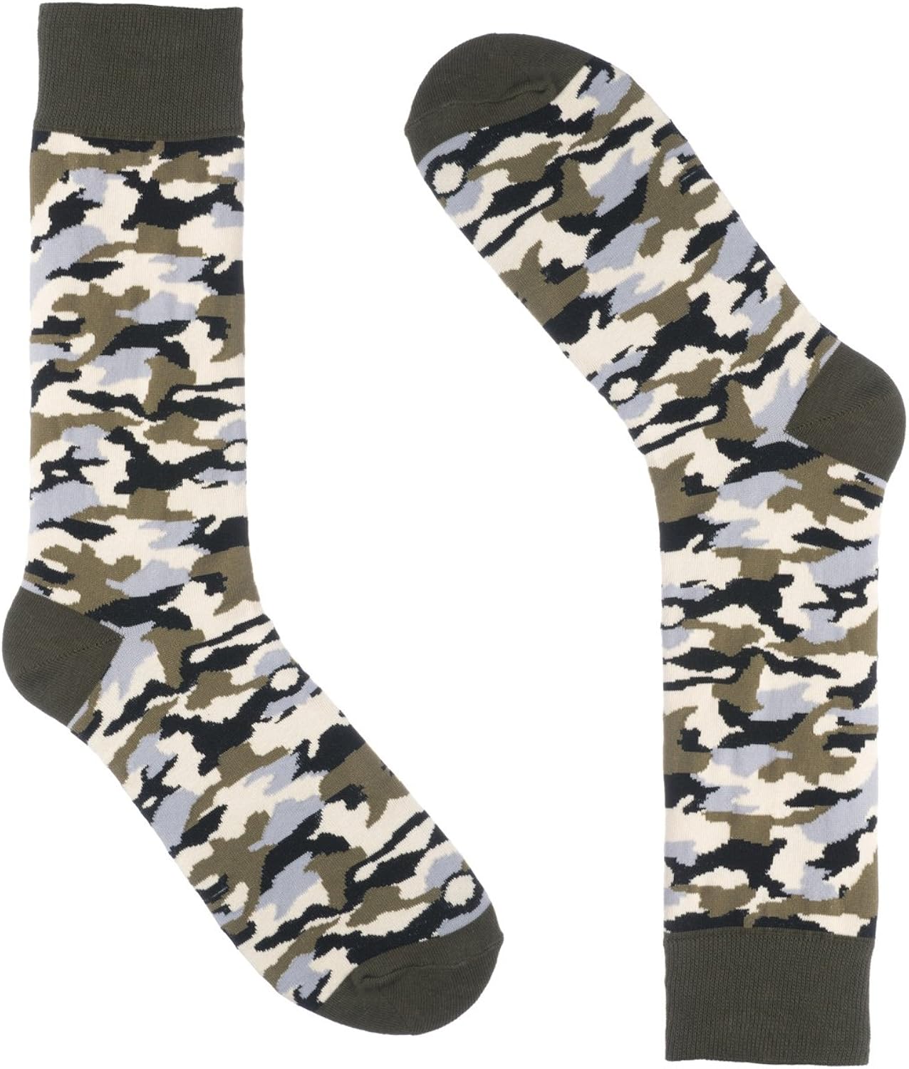 Camouflage Socks for Men Dress Sock Green Camo Color Premium