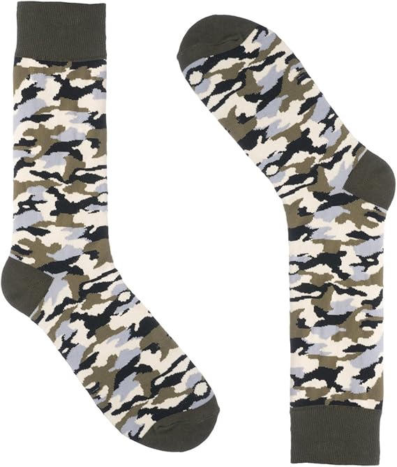 Camouflage Socks for Men Dress Sock Green Camo Color Premium