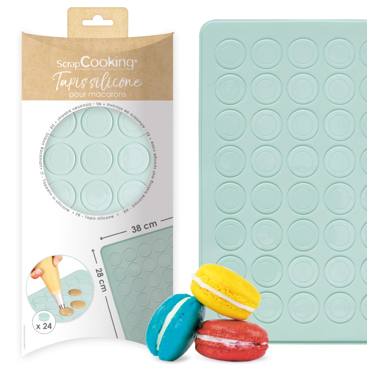 SCRAP COOKING 3170 Macaroon Mat Silicone 30 x 40 cm Pink