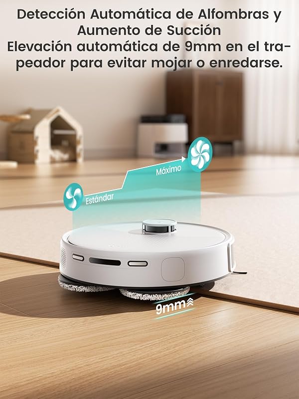 M3 Robot Aspirador e Esfregão, Sucção de 12.000Pa em 220min, Navegação dToF, Estação Auto-Esvaziante, Prevenção de Obstáculos PSD de 190°, Esfregão Duplo Rotativo, Branco