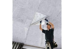 Imitation Tile Ceiling Panels with Adhesive Backing, Waterproof Ceiling Covering & Peel and Stick Wall Tiles Decor, Wall Moul