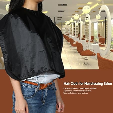 Waterproof Hairdressing Salon Hair Cutting/Shampoo/Dyeing Cloth Cape Apron (Black)