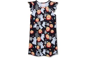 uideazone Girls Nightgowns Flutter Sleeve Pajamas Dress 3D Printed Princess Nightdress Size 5-12
