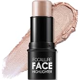 FOCALLURE Highlighter Stick, Non-greasy Long-lasting Glow, Buildable Color | Non-Caking Cream Shimmer Illuminator, Lightweight Makeup for Face &amp; Body, Easy Blending, Cruelty-Free &amp; Vegan - ALMOND