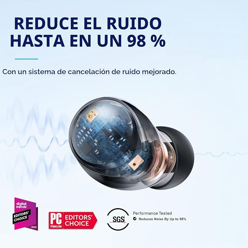 Soundcore by anker space a40 fones de ouvido bluetooth sem fio cancelamento de ruído ativo adaptativo, reprodução total de 50 horas, som ldac de alta resolução, ajuste confortável, 6 microfones, carregamento sem fio, carregamento rápido