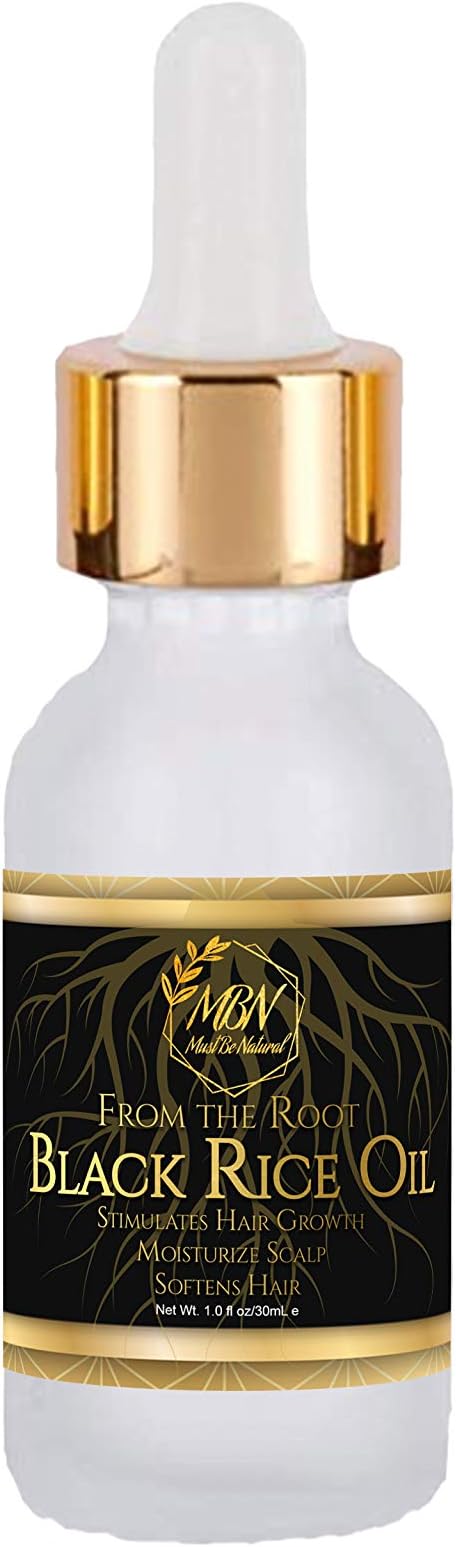 Must Be Natural Black Rice Oil | All Natural Hair Growth Oil for Stronger, Thicker, and Longer Hair. Oil for Men and Women of All Nationalities and Hair Types