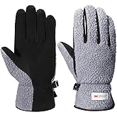 Harssidanzar Men's Sherpa Gloves Thermal Outdoor Gloves Warm Lined For Winter SM041US