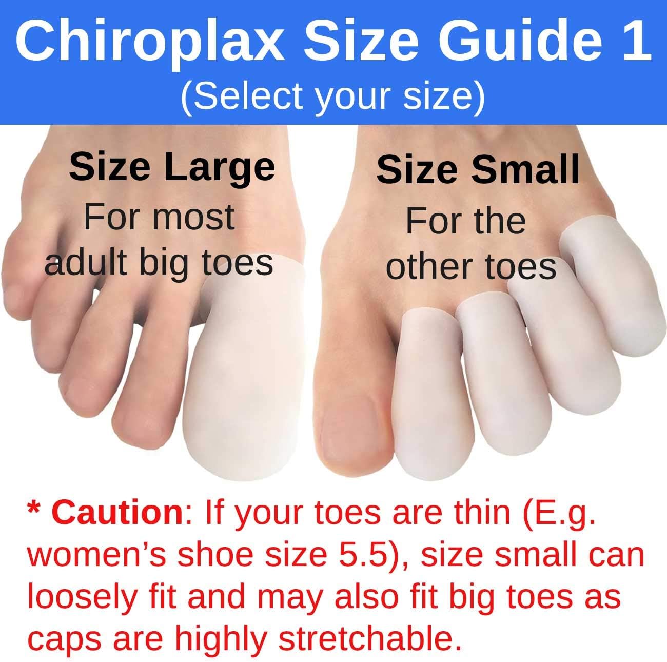Chiroplax Gel Toe Cap (6 Caps+ Pouch) Toe Sleeve Protector Cushions Pads Guard Separator for Bunion Hammer Toe Callus Corn Blister Missing Ingrown Nails Ballet Pointe (Large - 6 Pack, Beige): Health & Personal Care