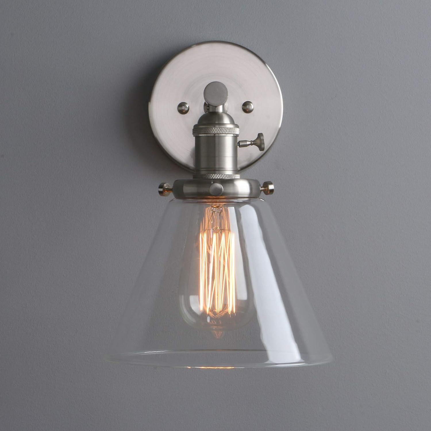 Phansthy Edison Industrial Wall Sconce 7.3 inch Vintage Brass Glass Wall Light Fixture Decorative Lighting for Kitchen Living Room - Image 5