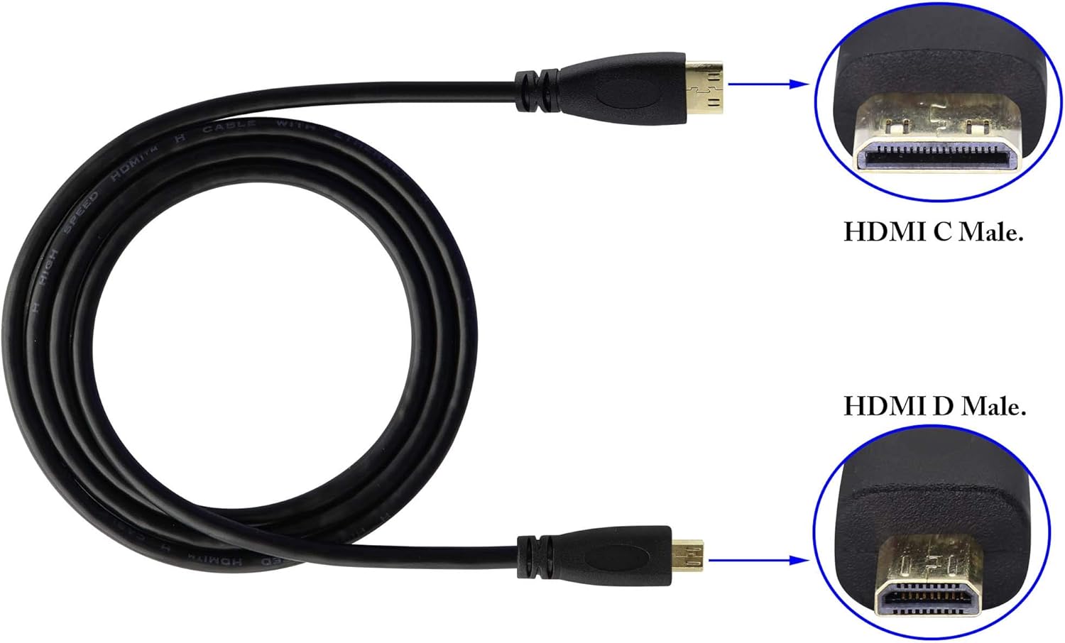 zdyCGTime micro hdmi socket male to mini hdmi male converter,high speed micro hdmi cable 4k,Compatible with digital cameras - Image 4