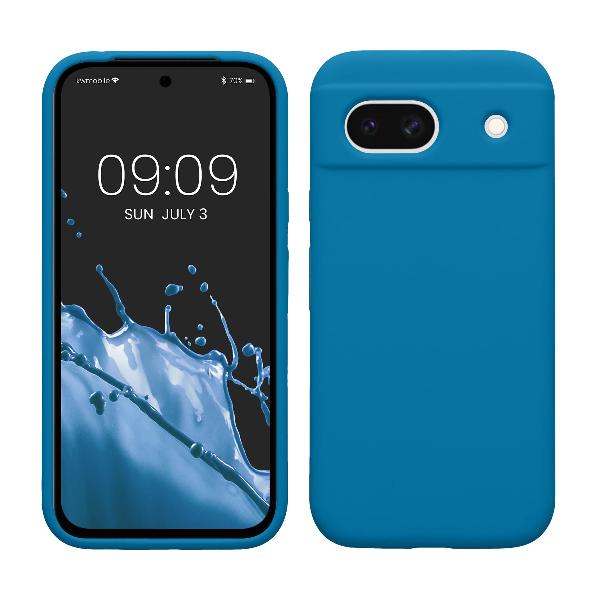 kwmobile Case Compatible with Google Pixel 8a Case - TPU Silicone Phone Cover with Soft Finish - Caribbean Blue — image 1