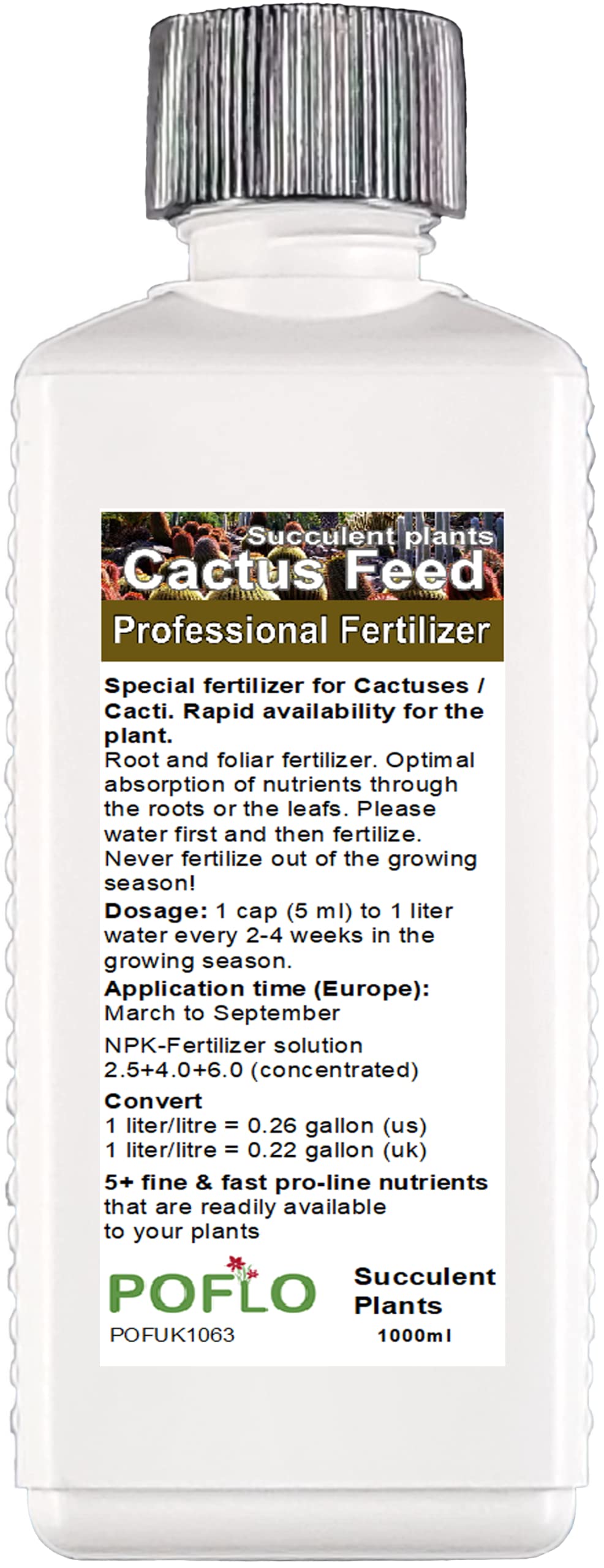 POFLO Cactus Feed - Succulent Plant Liquid Fertilizer (1000ml)