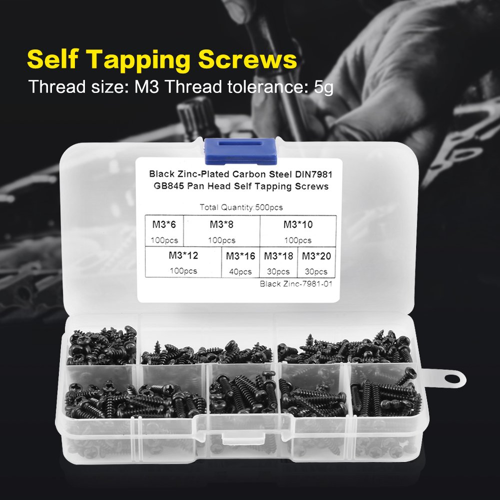 500 schwarze Schrauben aus Kohlenstoffstahl