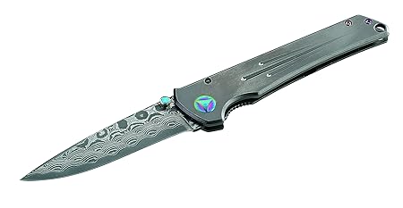 Herbertz TOP-Collection Titan-Griffschalen, 67-Lagige Damaszener-Klinge, Frame Lock, Kunststoff-Box Einhandmesser